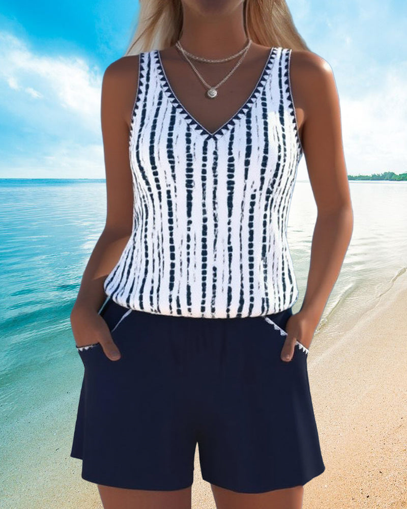 Mia | Two-Piece Printed Swimsuit with V-Neck