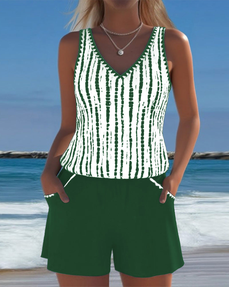 Mia | Two-Piece Printed Swimsuit with V-Neck