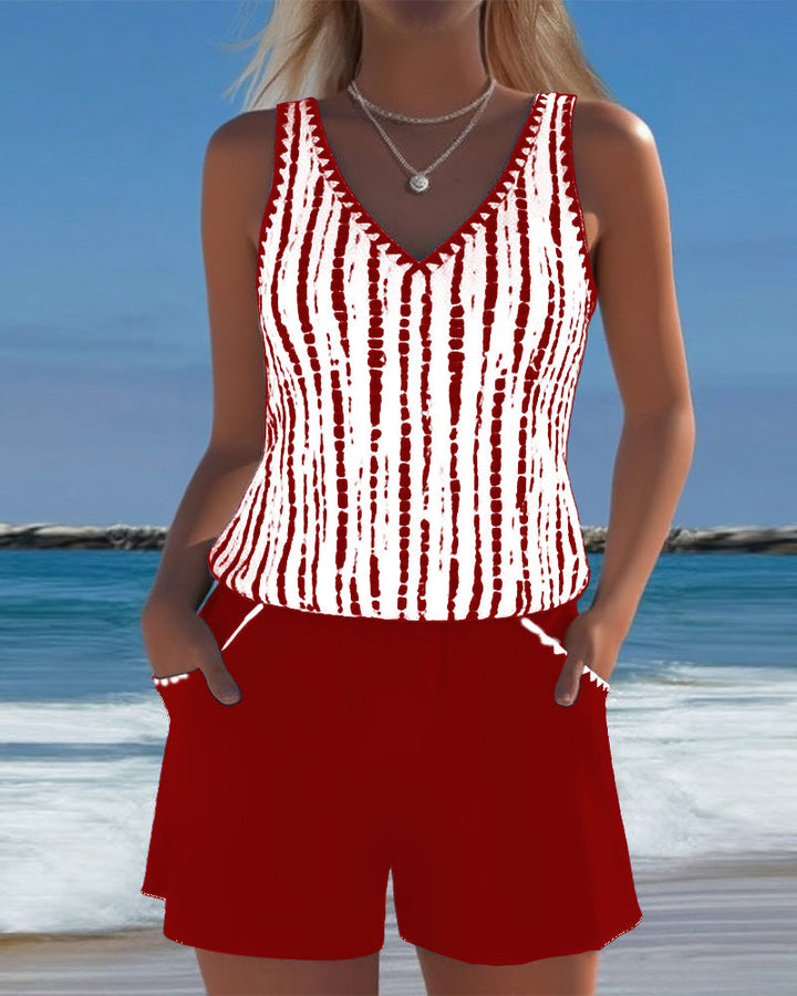 Mia | Two-Piece Printed Swimsuit with V-Neck