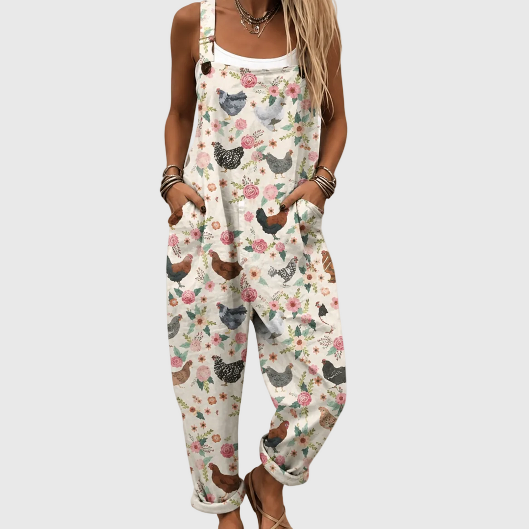 Kombinezon z kurczaczkami i kwiatami w stylu Soft Vintage