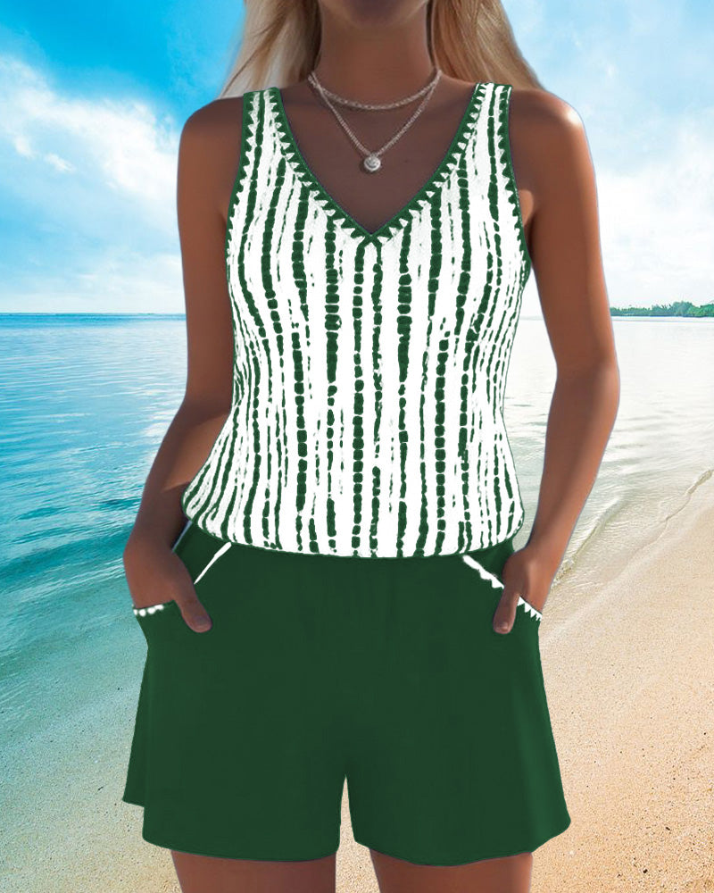 Mia | Two-Piece Printed Swimsuit with V-Neck