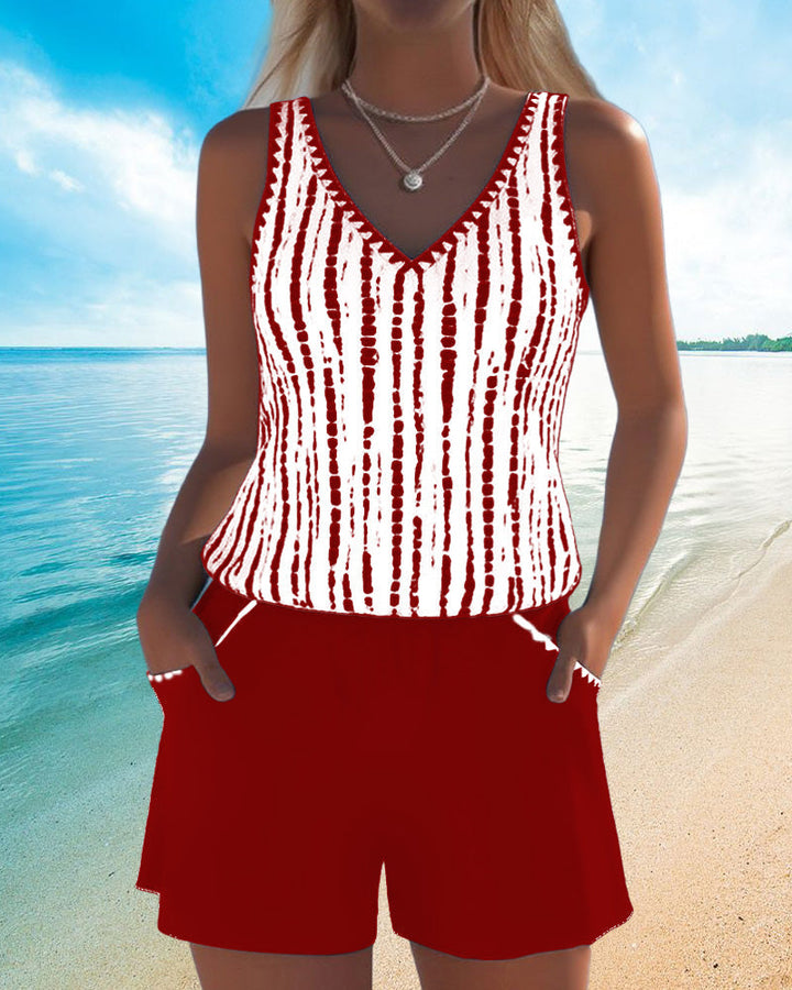 Mia | Two-Piece Printed Swimsuit with V-Neck