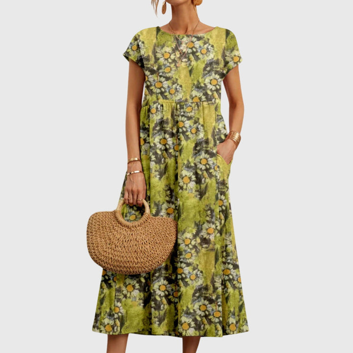Elsie – Elegancka powłóczysta sukienka w kwiaty