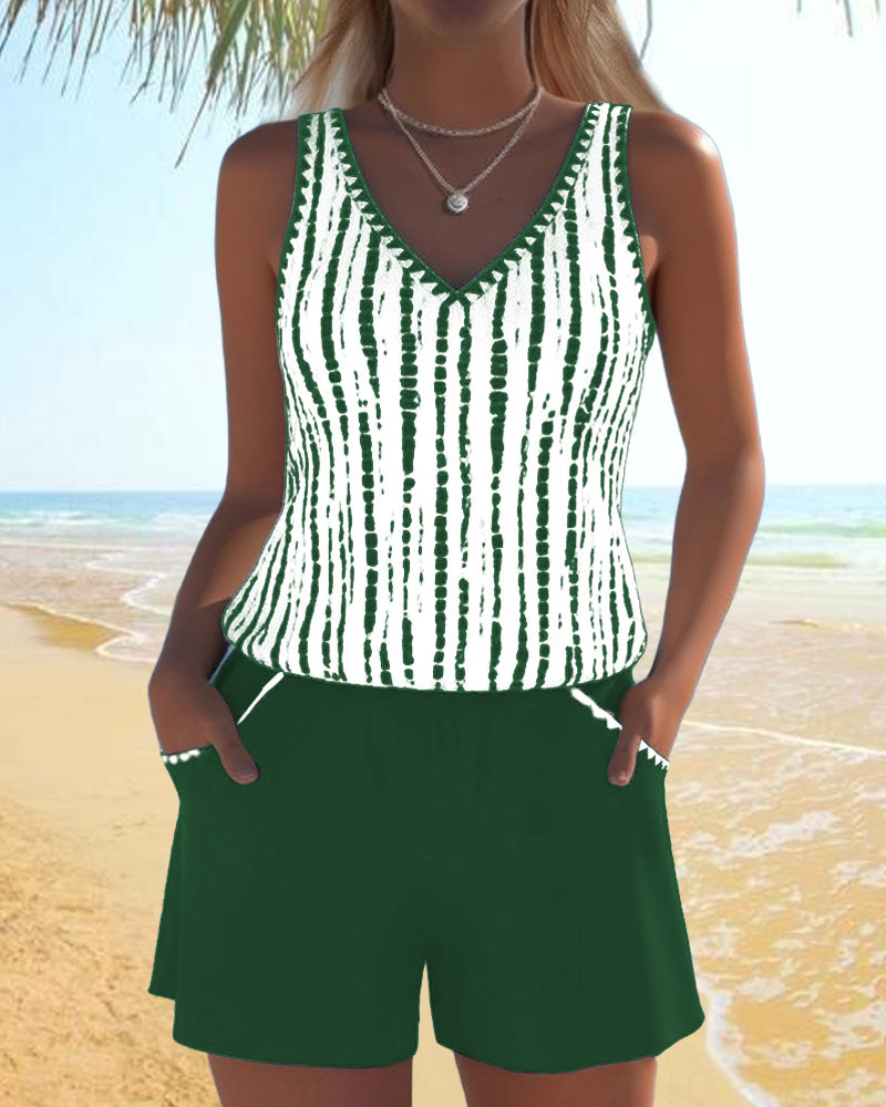 Mia | Two-Piece Printed Swimsuit with V-Neck