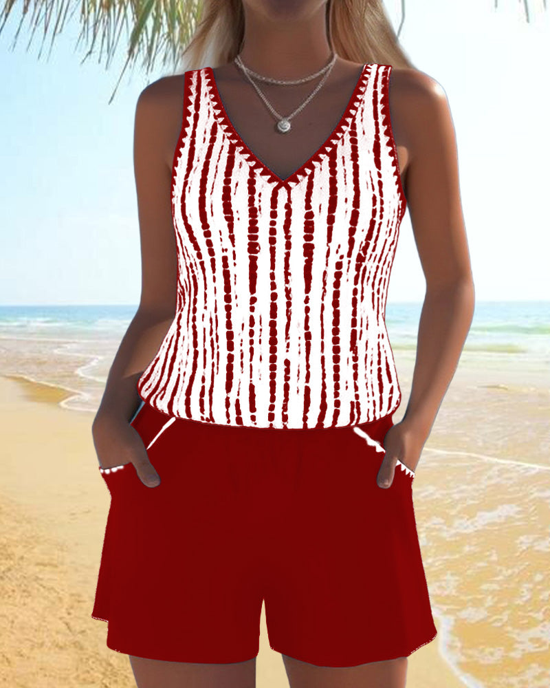 Mia | Two-Piece Printed Swimsuit with V-Neck
