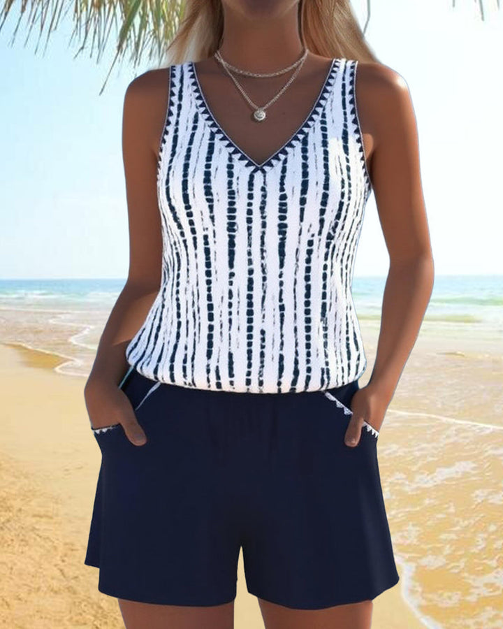 Mia | Two-Piece Printed Swimsuit with V-Neck