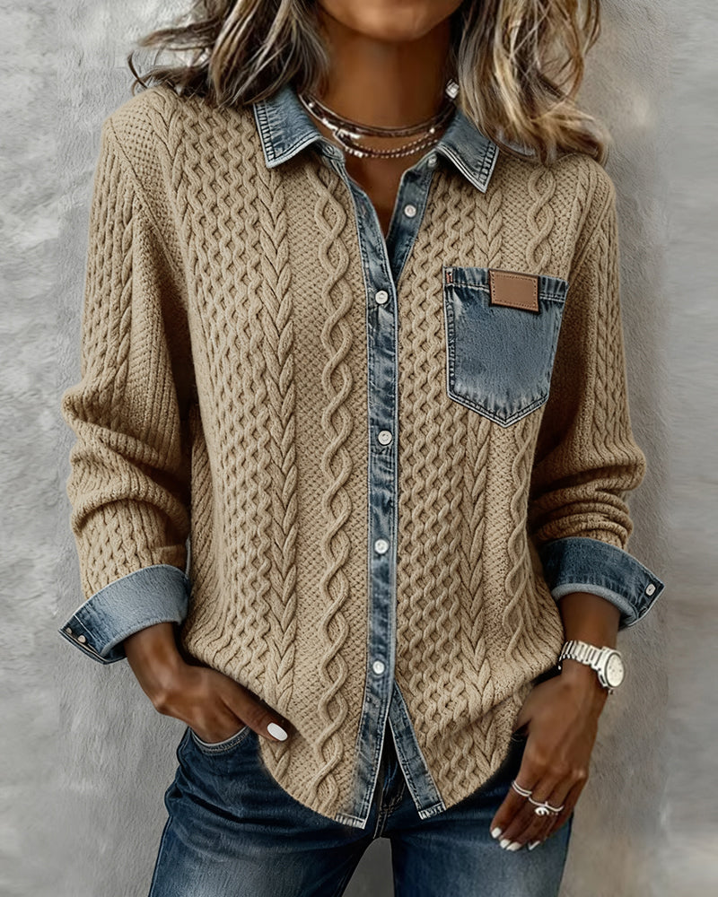 Grace | Dżinsowa koszula z długim rękawem typu patchwork