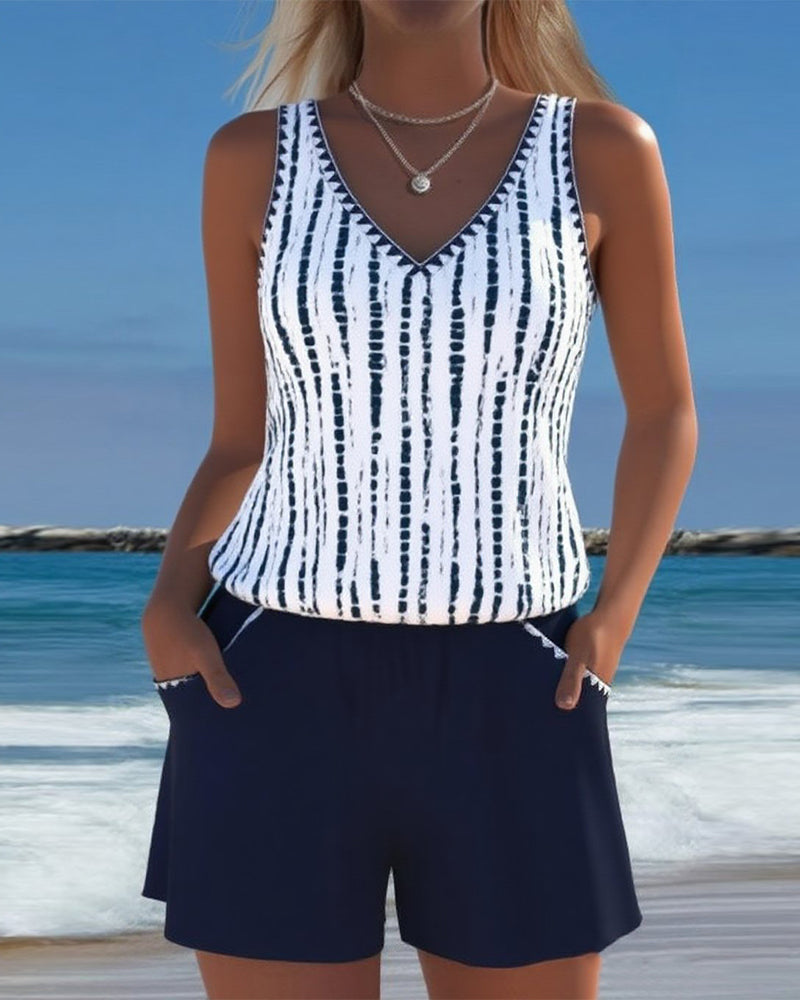 Mia | Two-Piece Printed Swimsuit with V-Neck