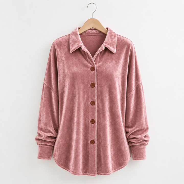 Sofia™ | Velvet Button-Front Shirt