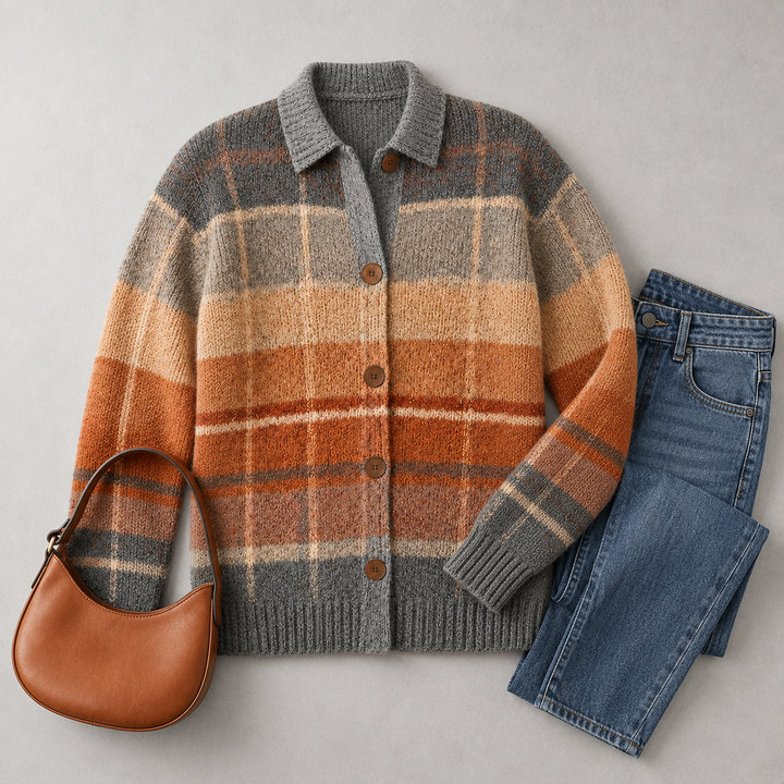 Edith™ | Ombre Plaid Knit Cardigan