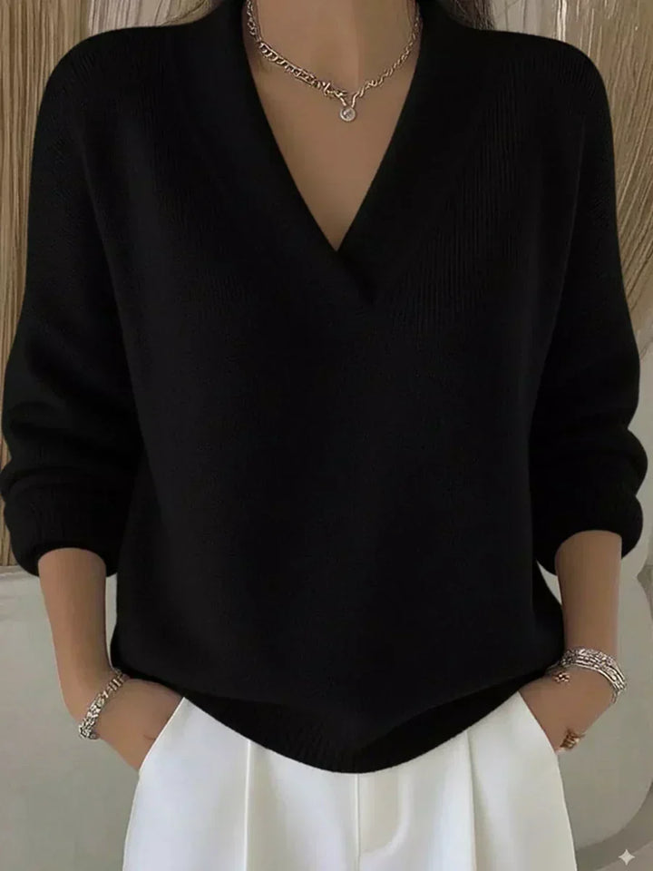 VIVELLE | SWETER Z DEKOLTEM V RELAXED