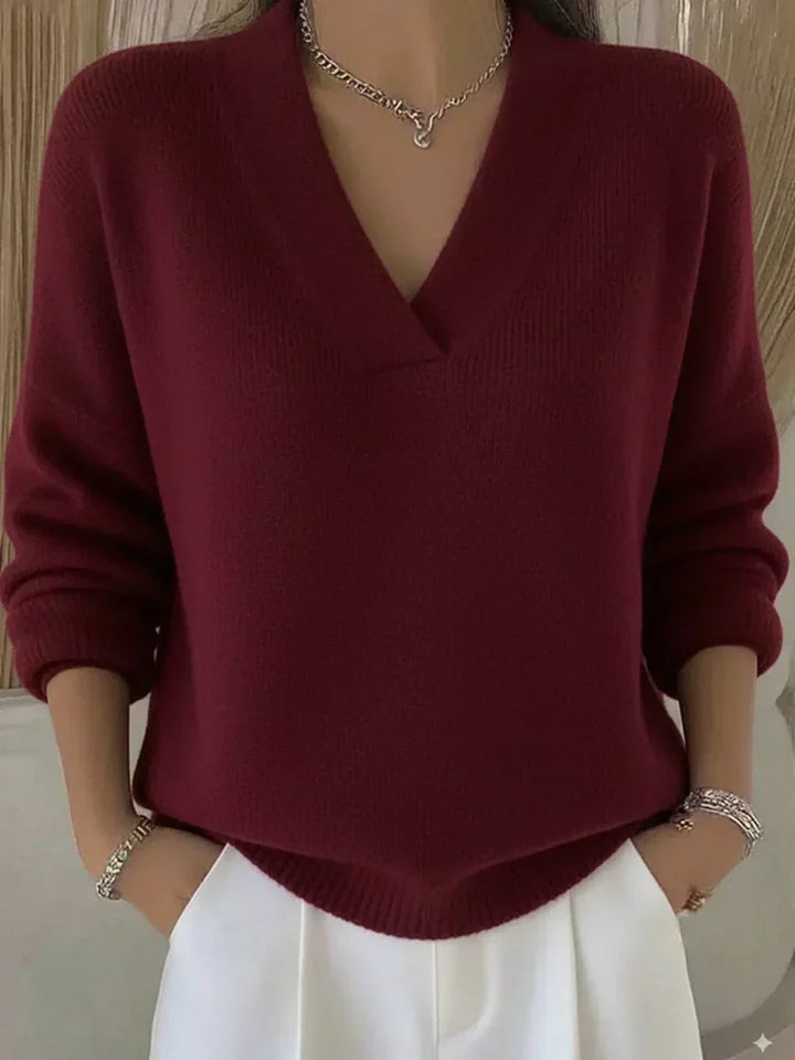 VIVELLE | SWETER Z DEKOLTEM V RELAXED