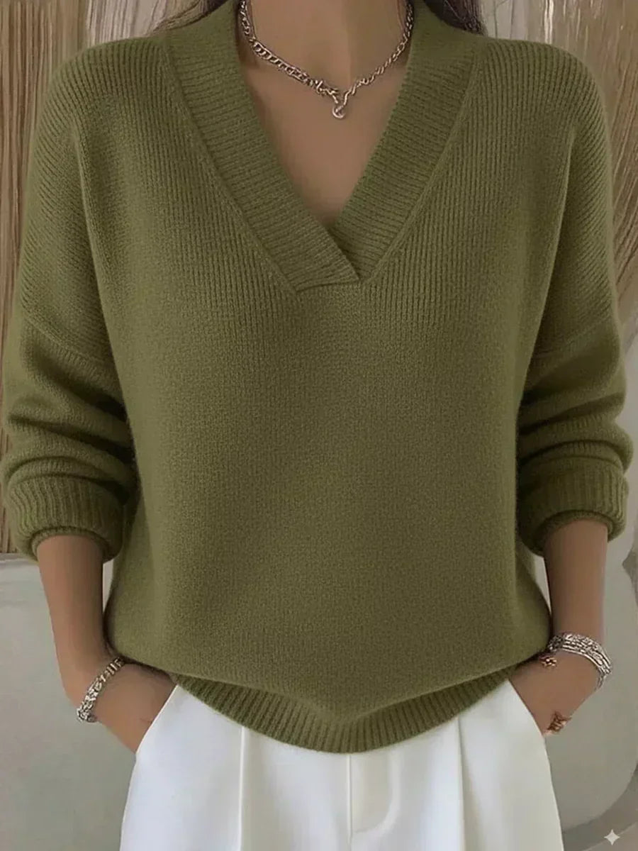 VIVELLE | SWETER Z DEKOLTEM V RELAXED