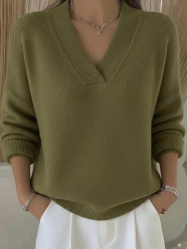 VIVELLE | SWETER Z DEKOLTEM V RELAXED