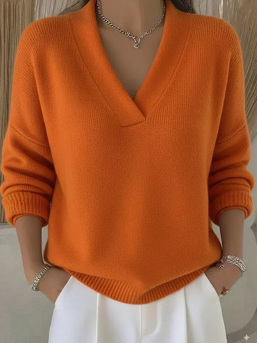 VIVELLE | SWETER Z DEKOLTEM V RELAXED
