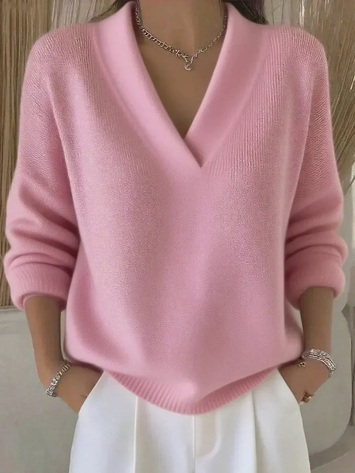 VIVELLE | SWETER Z DEKOLTEM V RELAXED