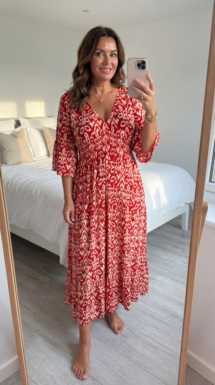 Zara – Casualowa sukienka midi w stylu boho