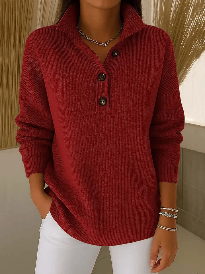 FLORENCE | SWETER POLO Z DEKOLTEM V