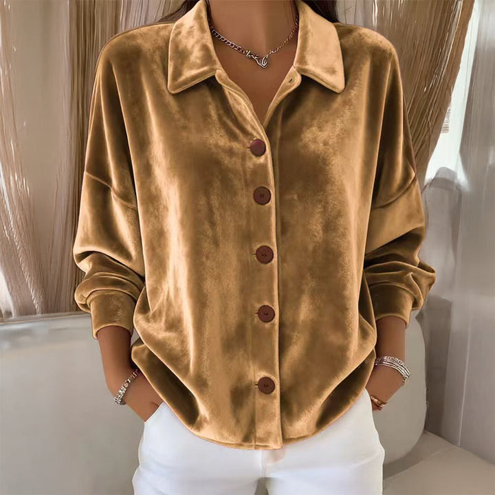 Sofia™ | Velvet Button-Front Shirt
