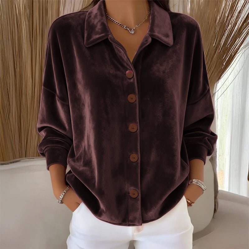 Sofia™ | Velvet Button-Front Shirt