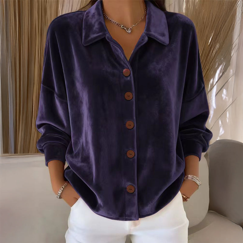 Sofia™ | Velvet Button-Front Shirt