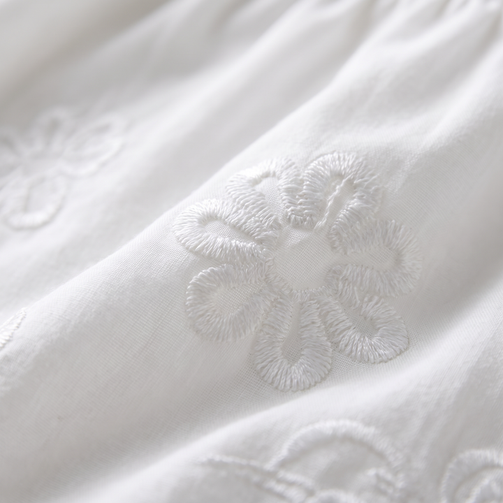 Blossom | Embroidered Ruffle V-Neck Puff Sleeve Dress